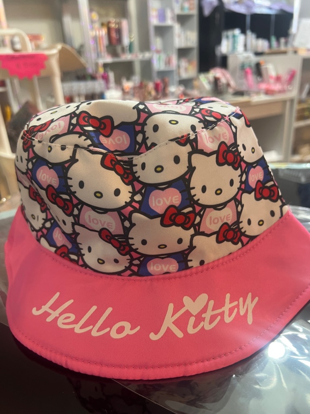 Hello Kitty Pink and White Patterned Bucket Hat